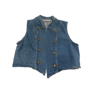 Vintage Stonebridge Denim Military Crop Style Vest Buttons size Medium